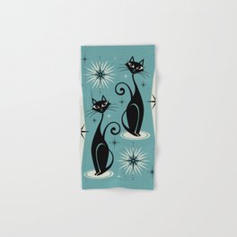 Mid Century Meow Retro Atomic Cats - Square Art Print Hand & Bath Towel