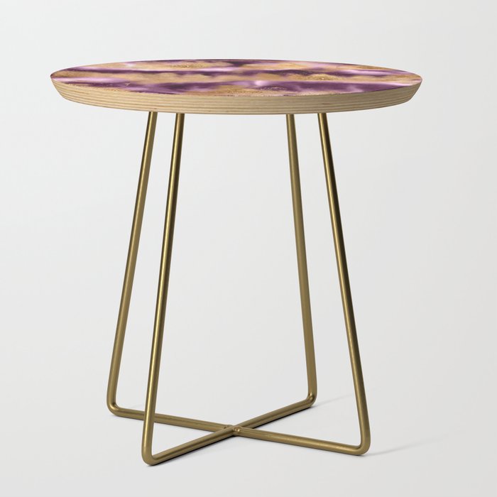 Purple Magenta And Gold Watercolor Texture Side Table