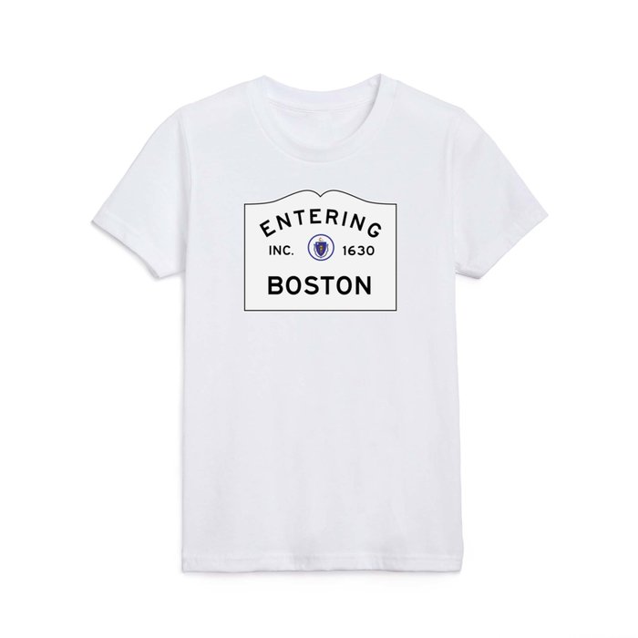 Entering Boston - Commonwealth of Massachusetts Road Sign Kids T Shirt