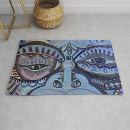 Blue Voo Face Painting Rug