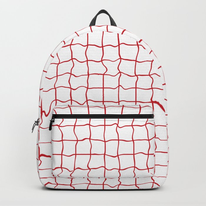 Red minimal geometrical liquid square pattern Backpack