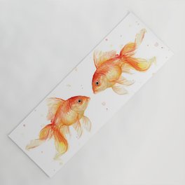 Goldfish Love Watercolor Fish Painting Yoga Mat