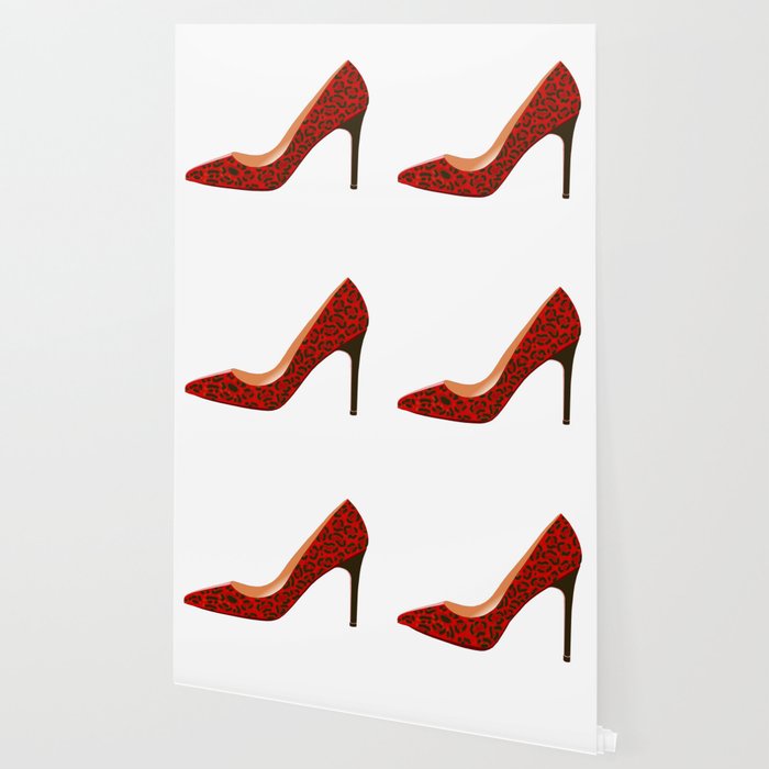 Red Leopard Print High Heel Shoe Wallpaper By Davidasmithart