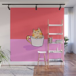 I like you more than my cat & coffee #valentines Wall Mural