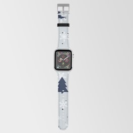 Christmas Seamless Texture with Deer, Fir Trees and Snowflakes 03 Apple Watch Band