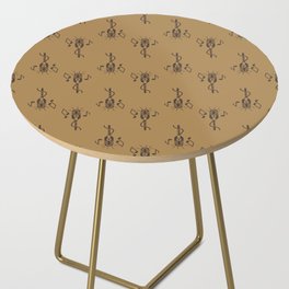 Black Retro Microphone Pattern on Gold Brown Side Table
