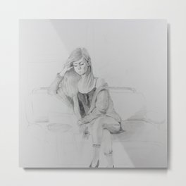 Raelen Studying Metal Print | Graphite, Drawing, Paper, Hardwork, Fromlife, Lifedrawing, Sweater, Couch, Sketch, Posture 