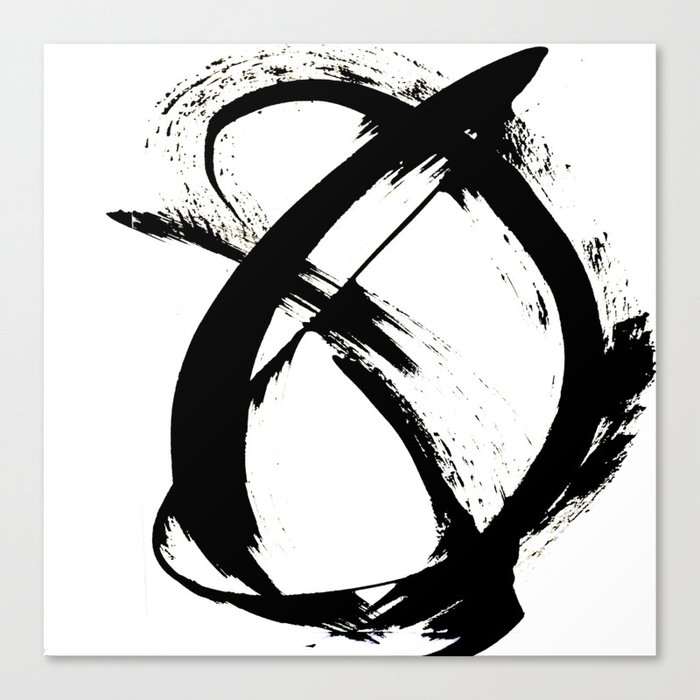 Brushstroke 7: a minimal, abstract, black and white piece Canvas Print