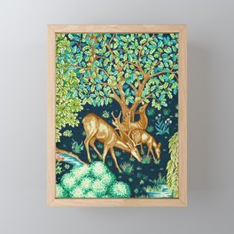 William Morris Deer by a Brook Tapestry Indigo Framed Mini Art Print