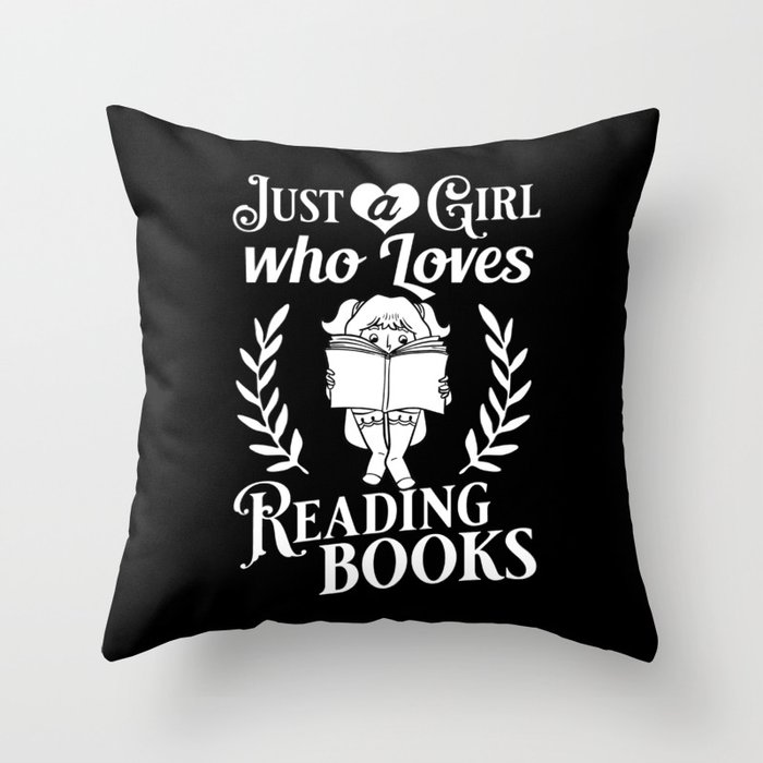 Book Girl Reading Women Bookworm Librarian Reader Throw Pillow