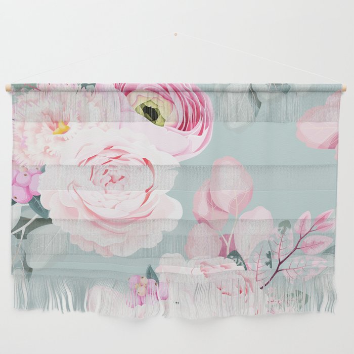 Pastel Pink Floral Morning Mists Wall Hanging