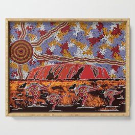 Uluru (Ayers Rock) Authentic Aboriginal Art Serving Tray