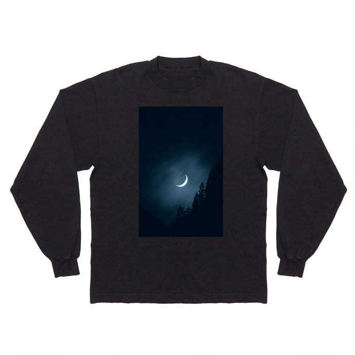 Moon View in the Forest Long Sleeve T Shirt