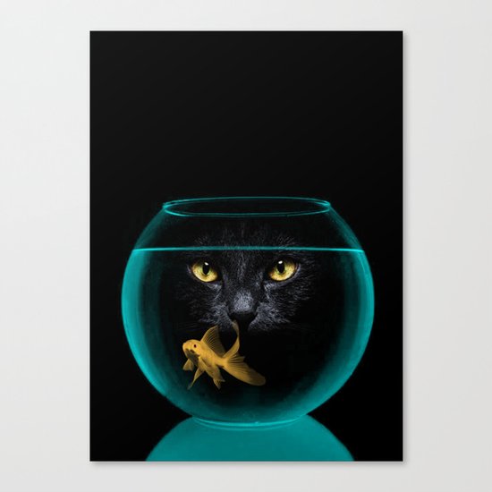 Black Cat Goldfish II Canvas Print