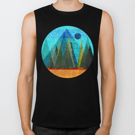 Wonder Wood Dream Mountains - Blue Monday Biker Tank