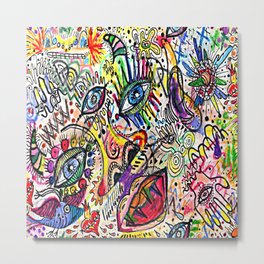 Watercolor pencil doodle Metal Print | Watercolor, Pattern, Faces, Abstract, Modernart, Birds, Abstractart, Pop Art, Doodle, Illustration 