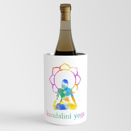 Kundalini Yoga and meditation watercolor quotes in rainbow colors Wine Chiller
