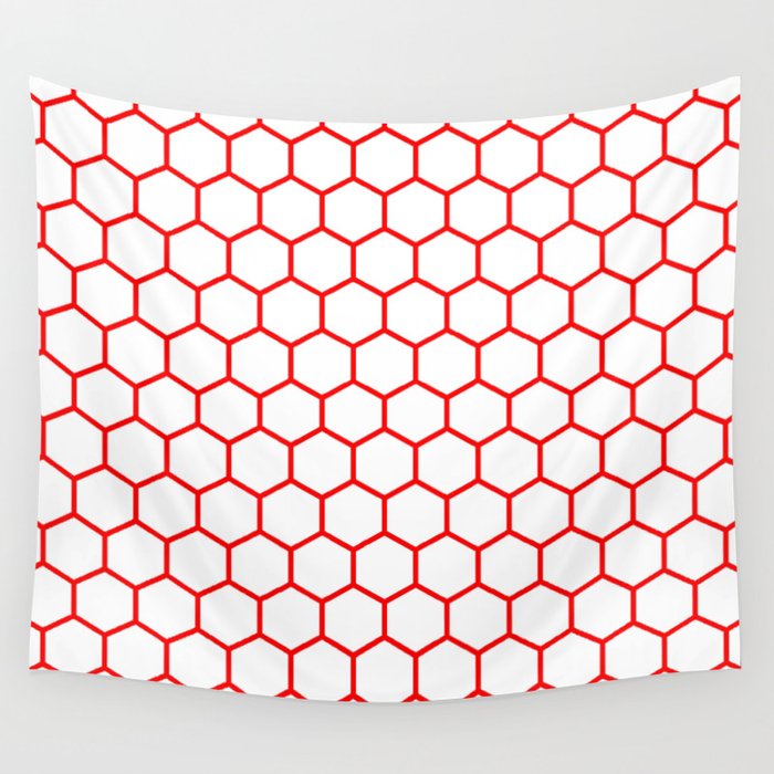 Honeycomb (Red & White Pattern) Wall Tapestry