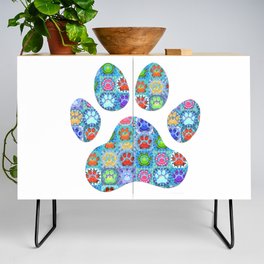 Patchwork Paw - Cute Colorful Dog Paw Art Credenza