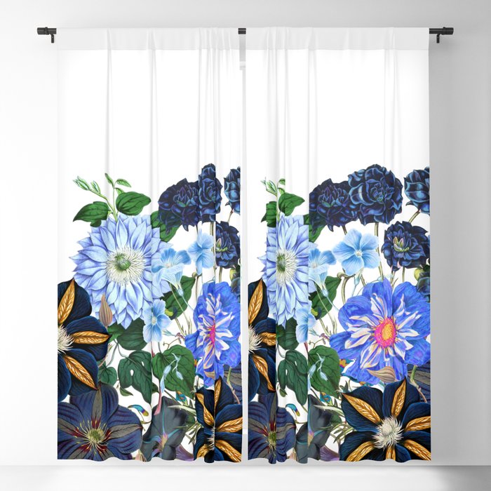 Vintage & Shabby Chic - Blue Flower Summer Meadow Garden Blackout Curtain