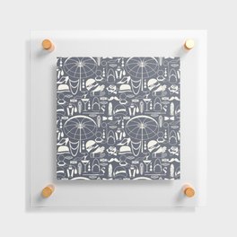 White Old-Fashioned 1920s Vintage Pattern on Dark Gray Floating Acrylic Print