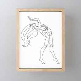 Minimal one line art poster of dancer Framed Mini Art Print