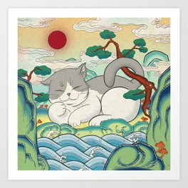 Minhwa: Happy Cat in Korean Paradise A Type Art Print