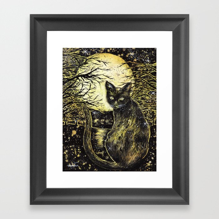black cat Framed Art Print