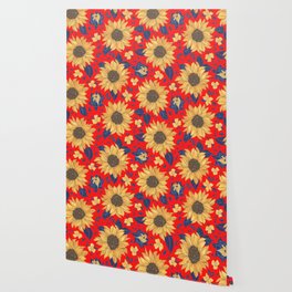 Sunflower in Red Wallpaper