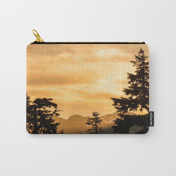 PNW Sunset Orange Mountain Glow - Nature Photography Carry-All Pouch