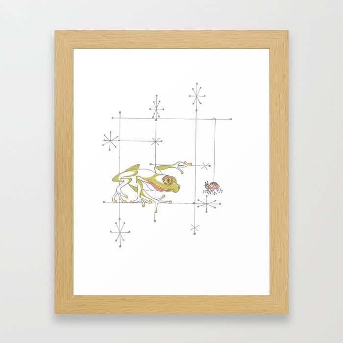 Whimsical Frog & Spider Framed Art Print