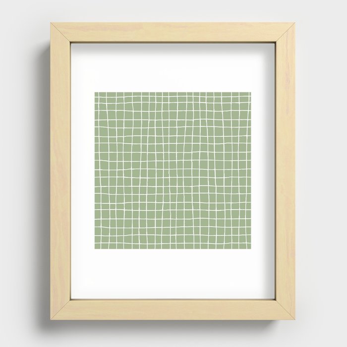 Sage Green Plaid Recessed Framed Print