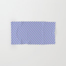 [ Thumbnail: Royal Blue and Bisque Colored Striped/Lined Pattern Hand & Bath Towel ]