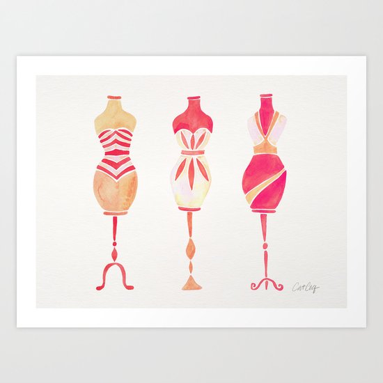 Vintage Dress Forms – Pink Ombré Palette Art Print