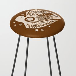 Mountain Bird Block Print Umber Counter Stool