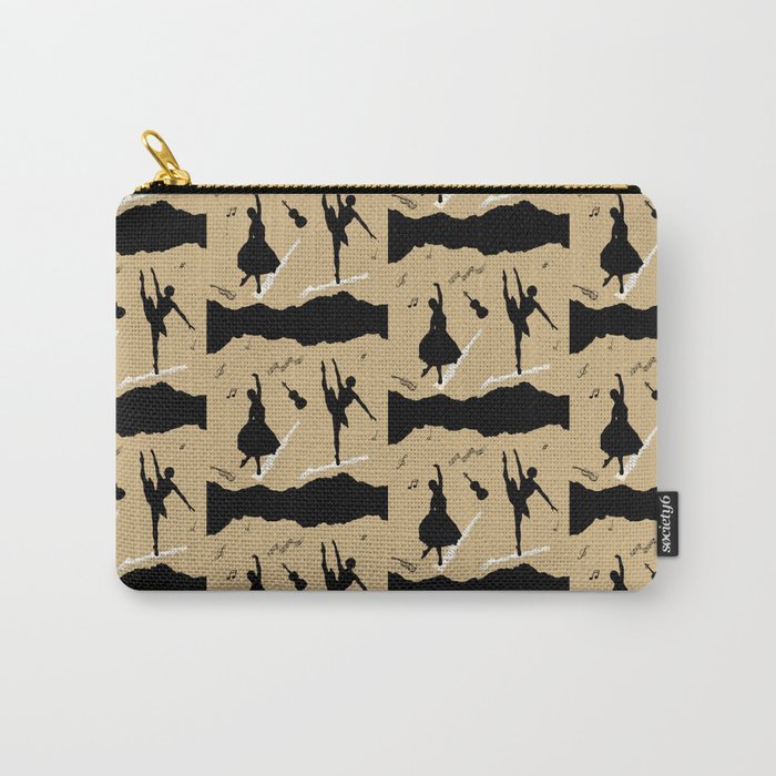Two ballerina figures in black on beige Carry-All Pouch