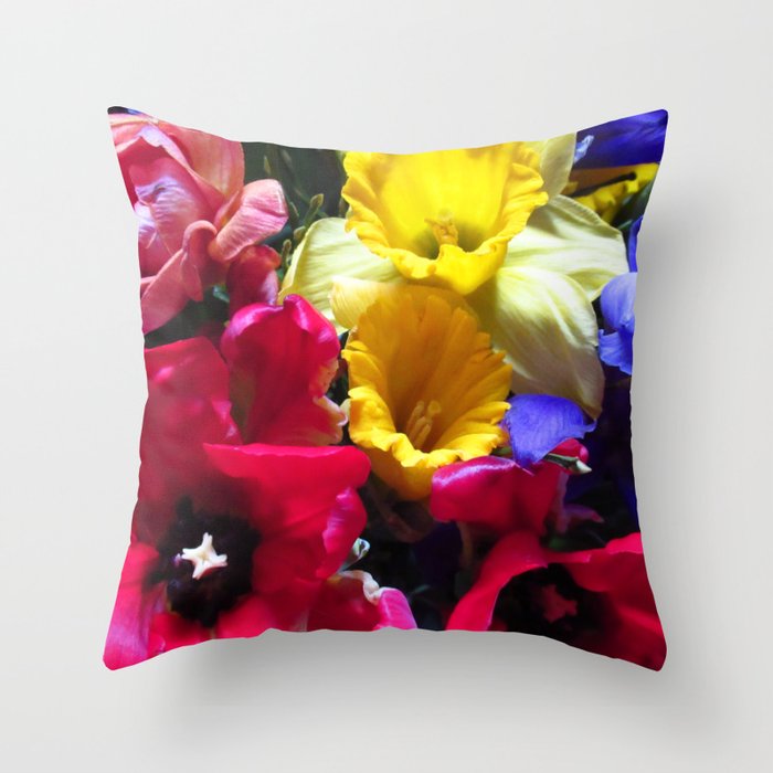 Colorful Spring Flowers Tulips Daffodils Nature Throw Pillow By Rh Naturestyles