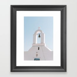 Greek White Church to the Blue Sky | Landscape and Town Travel Photography on the Islands of Greece | European Summer Art Framed Art Print