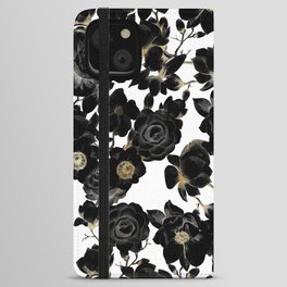 Modern Elegant Black White and Gold Floral Pattern iPhone Wallet Case