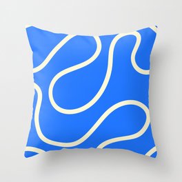 Vintage Blue Minimal Curves Lines Abstract Artwork Throw Pillow