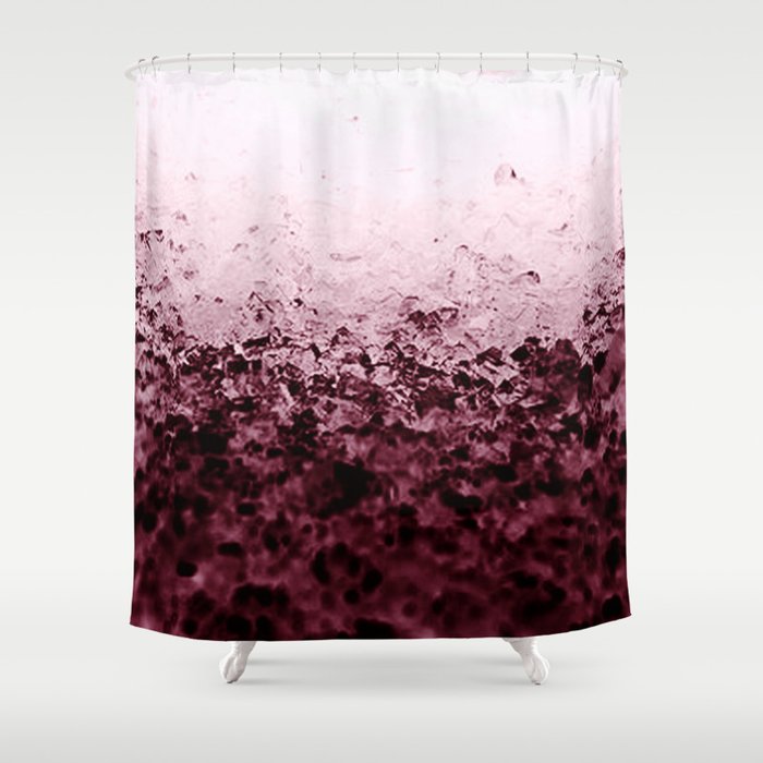 Burgundy Crystals Ombre Gradient Shower Curtain By