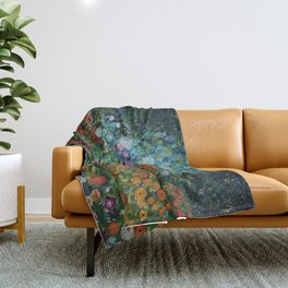 Flower Garden Riot of Colors by Gustav Klimt Throw Blanket