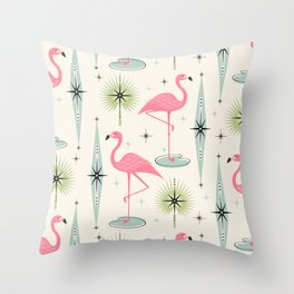 Atomic Flamingo Oasis - Larger Scale ©studioxtine Throw Pillow