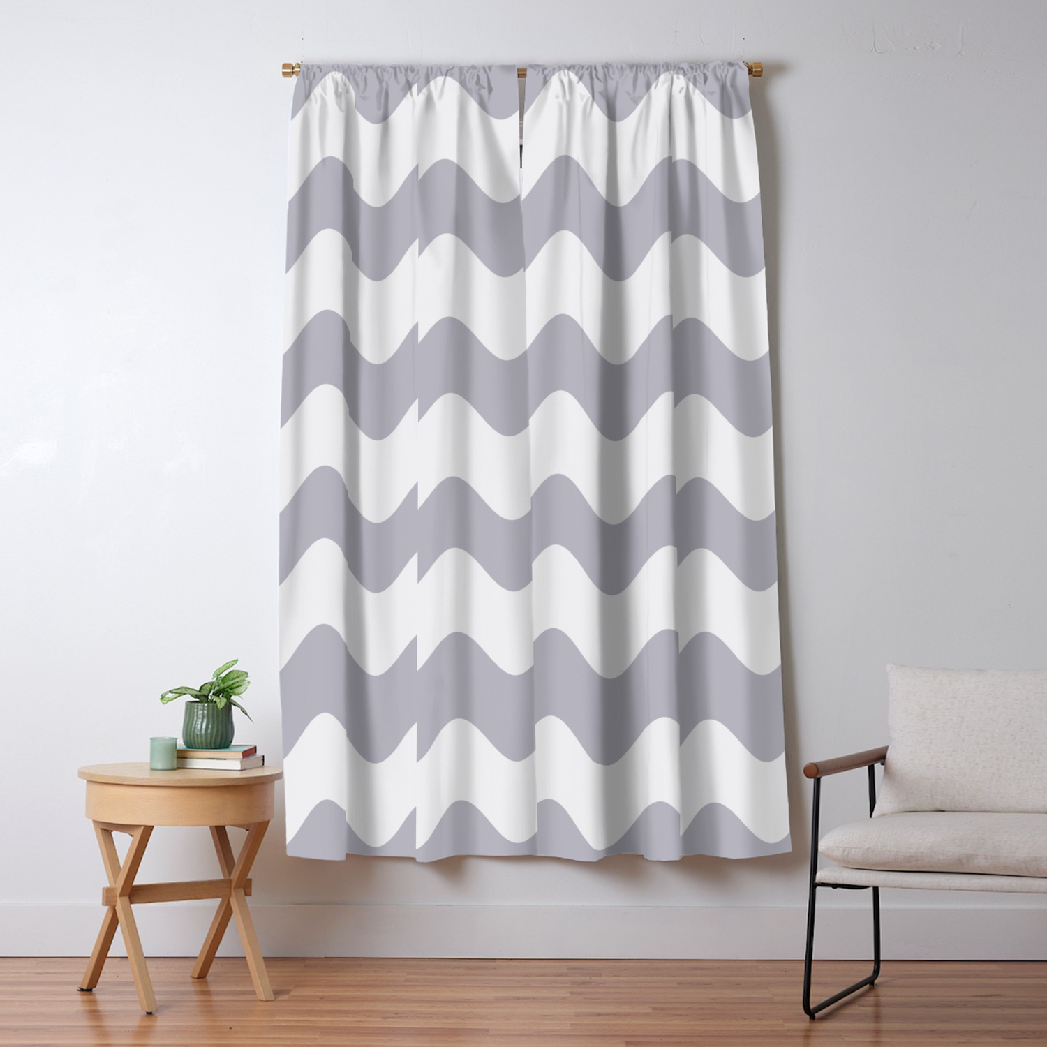 Pantone Lilac Gray Soft Zigzag Rippled Horizontal Line Pattern Blackout Curtain By Pipafineart Society6
