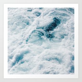 Aerial Ocean Print - Blue Sea - Santorini Greece Travel photography by Ingrid Beddoes Art Print