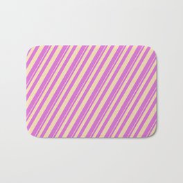 [ Thumbnail: Tan & Orchid Colored Lined Pattern Bath Mat ]