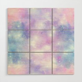 Pink Blue Universe Nebula Painting Wood Wall Art