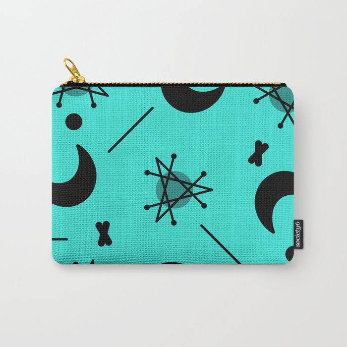 Moons & Stars Atomic Era Abstract Turquoise Carry-All Pouch