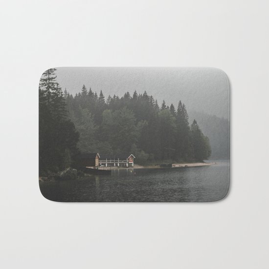 Foggy mornings at the lake II - landscape photography Bath Mat