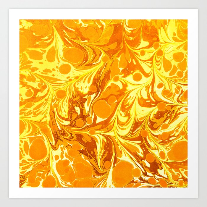 Marble, Abstract, Yellow Orange Art Print by Pas Terne